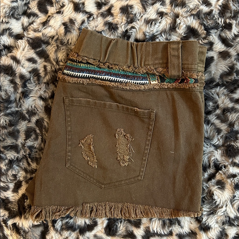 Miss Me  brown Aztec cut off shorts TAG SIZE L-LARGE